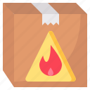 fire, package, flammable, warning