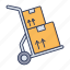 delivery, cart, trolley, box, package 
