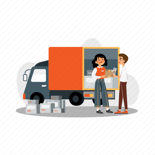 Packaging, parcel, box, tracking, post, vehicle, service illustration - Download on Iconfinder