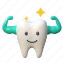 healthy, strong, tooth, cute, character, illustration, 3d cartoon, isolated, healthcare, teeth, clean 