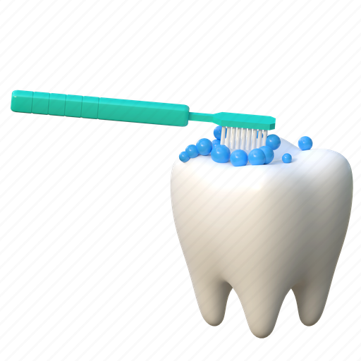 Brushing, tooth, dental, illustration, teeth, dentist, health 3D illustration - Download on Iconfinder