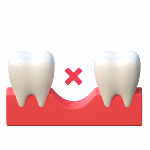 Missing, tooth, dental, illustration, 3d cartoon, isolated, healthcare 3D illustration - Download on Iconfinder