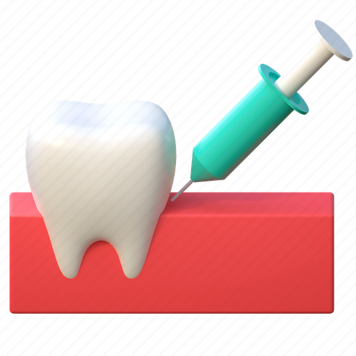 Teeth, anesthesia, injection, illustration, 3d cartoon, isolated, healthcare 3D illustration - Download on Iconfinder