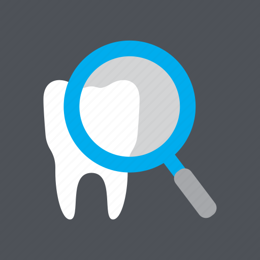 Dental, dental inspection, dentist, health, magnifying glass, medical, tooth icon - Download on Iconfinder