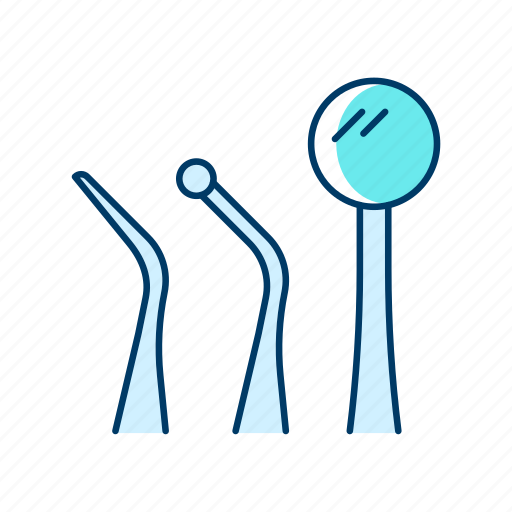 Dental instruments, mouth mirror, periodontal probe, examining patient teeth icon - Download on Iconfinder