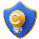 copyright, shield, secure, safety, business, security, protect, idea, light bulb 