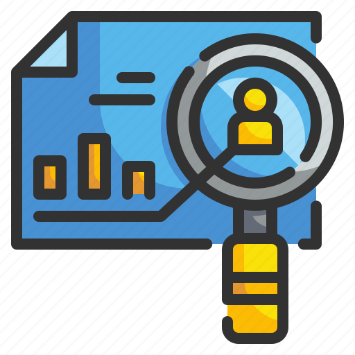 Analysis, charts, magnifying, research, statistics icon - Download on Iconfinder