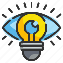 bulb, creative, eye, idea, vision