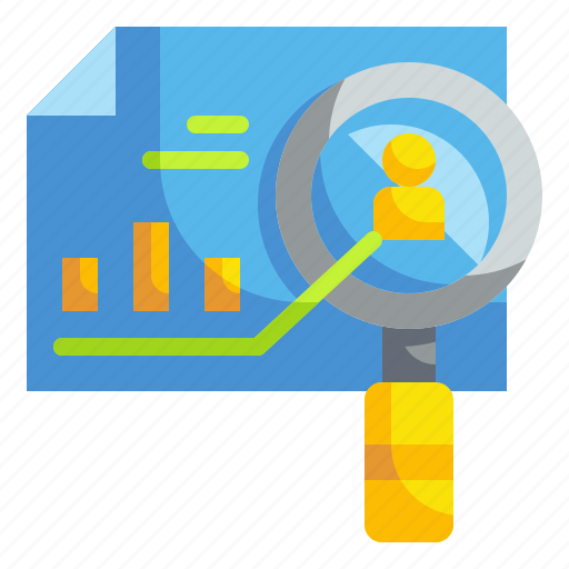 Analysis, charts, magnifying, research, statistics icon - Download on Iconfinder