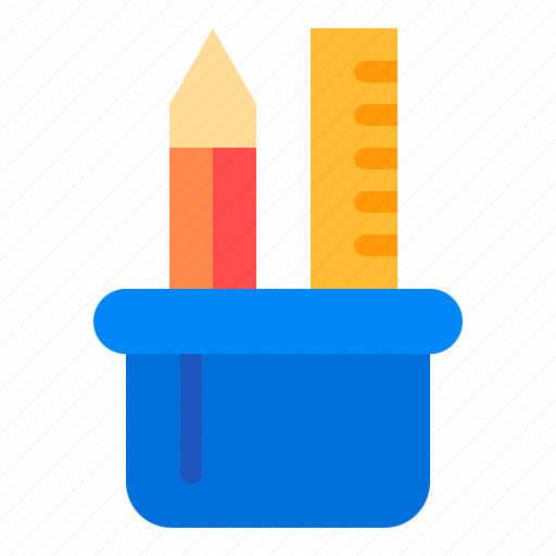 Pen, scale, holder, stationary, pencil icon - Download on Iconfinder