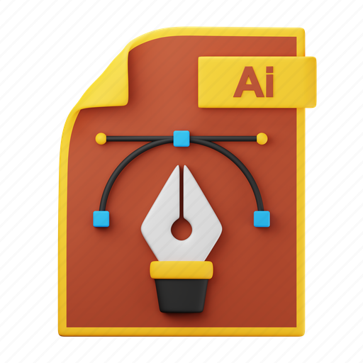 Ai, file, format, vector, creative, document, design graphic 3D illustration - Download on Iconfinder