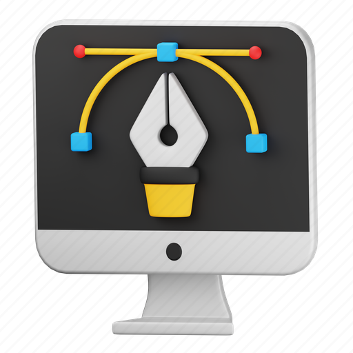 Computer, monitor, illustration, creative, design graphic 3D illustration - Download on Iconfinder