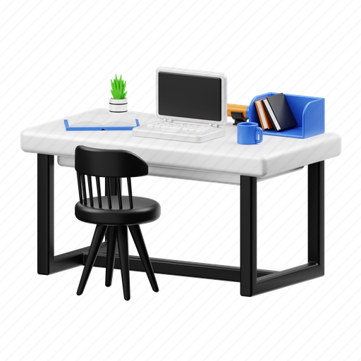 Comfortable, desk, office 3D illustration - Download on Iconfinder