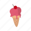 cone, ice, cream, dessert, cherry, sweet, fast 