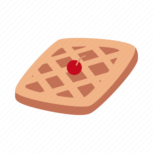 Sweet, cherry, waffles, waffle, cheesecake, with, food icon - Download on Iconfinder