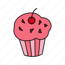 strawberry, cupcake, cherry, brownies, bakery, baked, cake, sweet, dessert