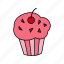 strawberry, cupcake, cherry, brownies, bakery, baked, cake, sweet, dessert 