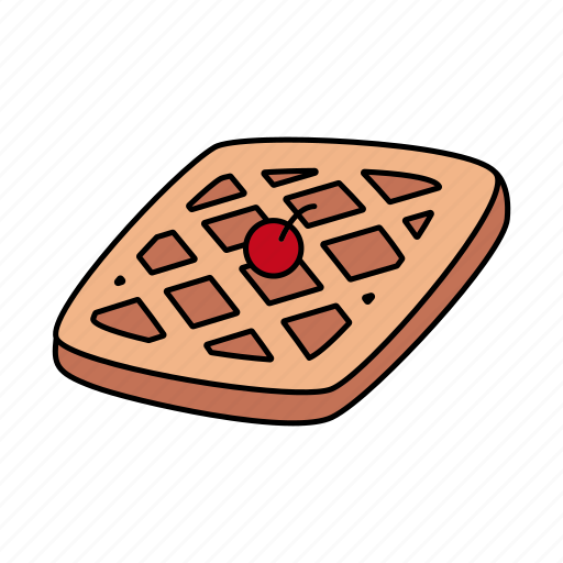 Sweet, cherry, waffles, waffle, cheesecake, with, food icon - Download on Iconfinder