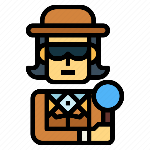 Detective, magnifying, glass, investigation, spy, woman icon - Download on Iconfinder
