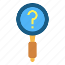 magnifying, glass, search, question, magnifier, find