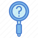 magnifying, glass, search, question, magnifier, find