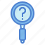 magnifying, glass, search, question, magnifier, find 