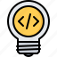bulb, code, developer, development, idea, light, programmer 
