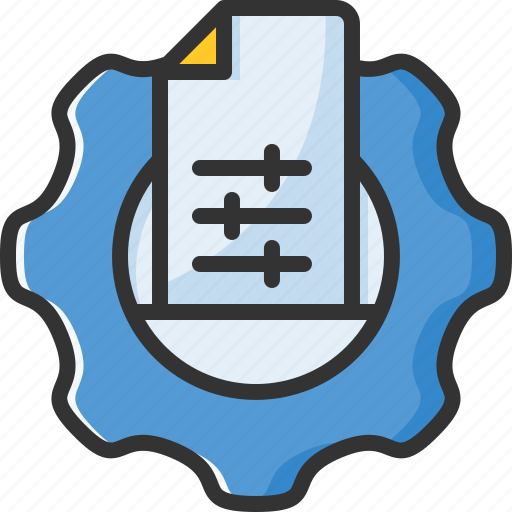 Setting, file, setting file, settings, configuration, gear, document icon - Download on Iconfinder