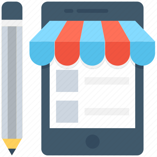 M commerce, mobile, online shop, pencil, writing icon - Download on Iconfinder