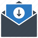 arrow, download, email, inbox, message