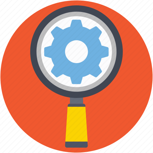 Cog, cogwheel, magnifier, search settings, searching icon - Download on Iconfinder