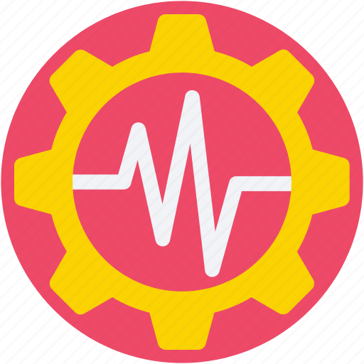 Cog, cogwheel, gear, lifeline, pulsation icon - Download on Iconfinder