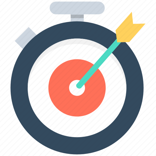 Arrow hitting, dart, marketing, optimization, stopwatch icon - Download on Iconfinder