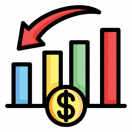 Graph, down, money, marketing, dollar, coint, gold icon - Download on Iconfinder