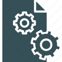 cogs, document, paper, setting, sheet