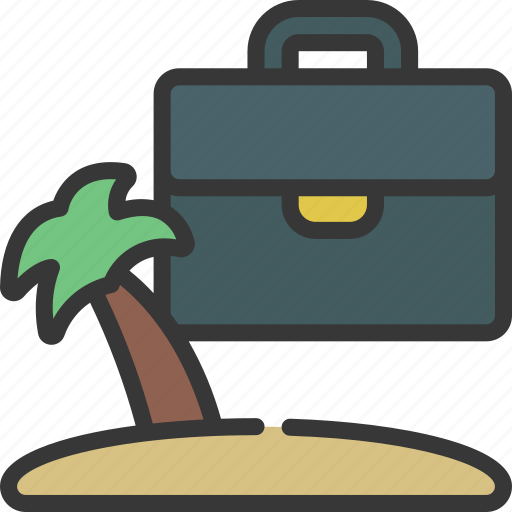 Work, abroad, working, briefcase, beach icon - Download on Iconfinder