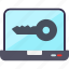 laptop, passkey, protected, key, security, cybersecurityiconiconsdesignvector 
