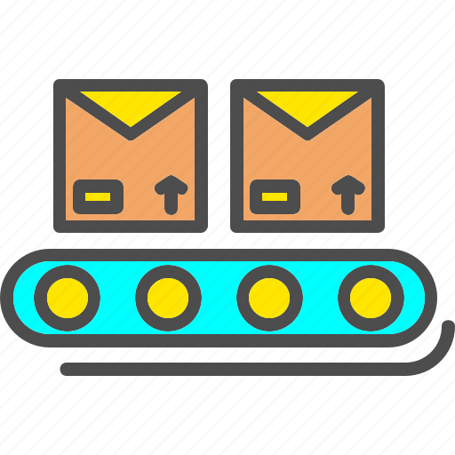 Assembly, belt, conveyor, packages, processingiconiconsdesignvector icon - Download on Iconfinder