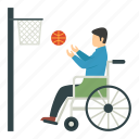 man, wheel chair, playing, basket ball, joyful, disabled, paralyzed