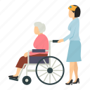 disabled, granny, grandmother, nurse, wheel chair, nursing, paralyzed