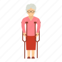 grandmother, granny, disable, crutches, handicap, old