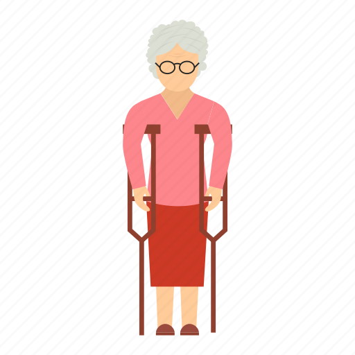 Grandmother, granny, disable, crutches, handicap, old icon - Download on Iconfinder