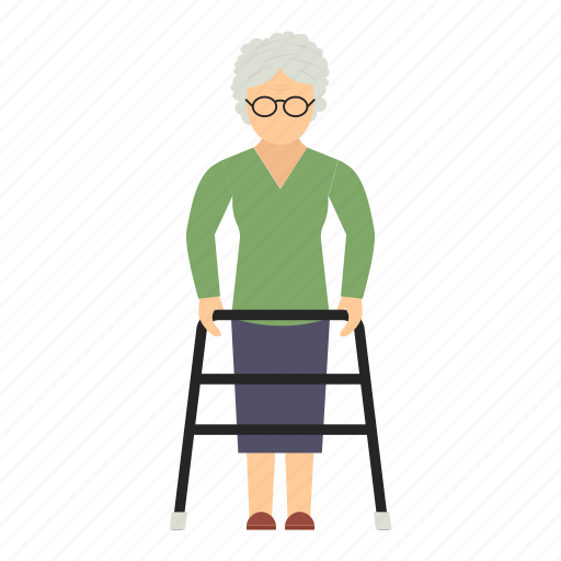 Disable, person, granny, grand mother, walker, rollator icon - Download on Iconfinder
