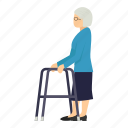 disable, disability, grandmother, walker, granny, person, rollator