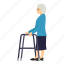 disable, disability, grandmother, walker, granny, person, rollator 
