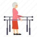 disable, old woman, walker, person, female, granny, fixed