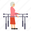 disable, old woman, walker, person, female, granny, fixed 