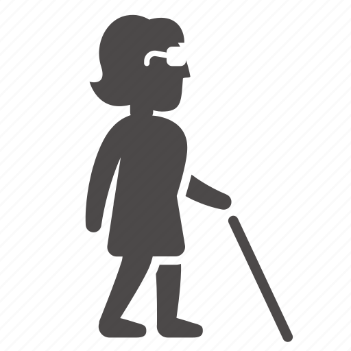Adult, blind, cane, disabled, health, people, woman icon - Download on Iconfinder