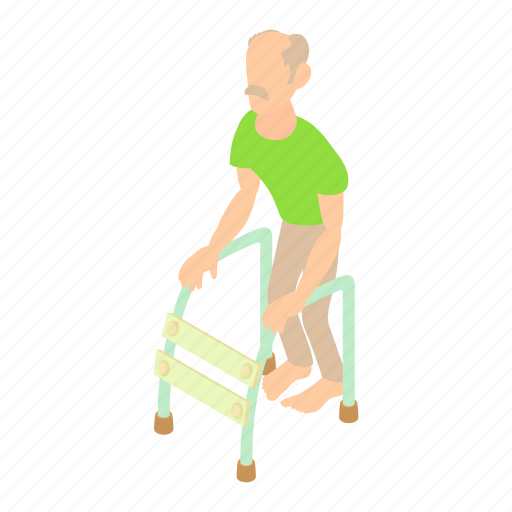 Cartoon, disabled, frame, man, old, person, walking icon - Download on Iconfinder