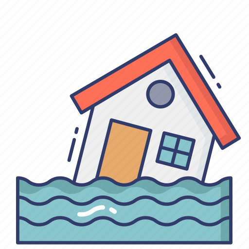 Water, flood, disaster, house, home, nature icon - Download on Iconfinder